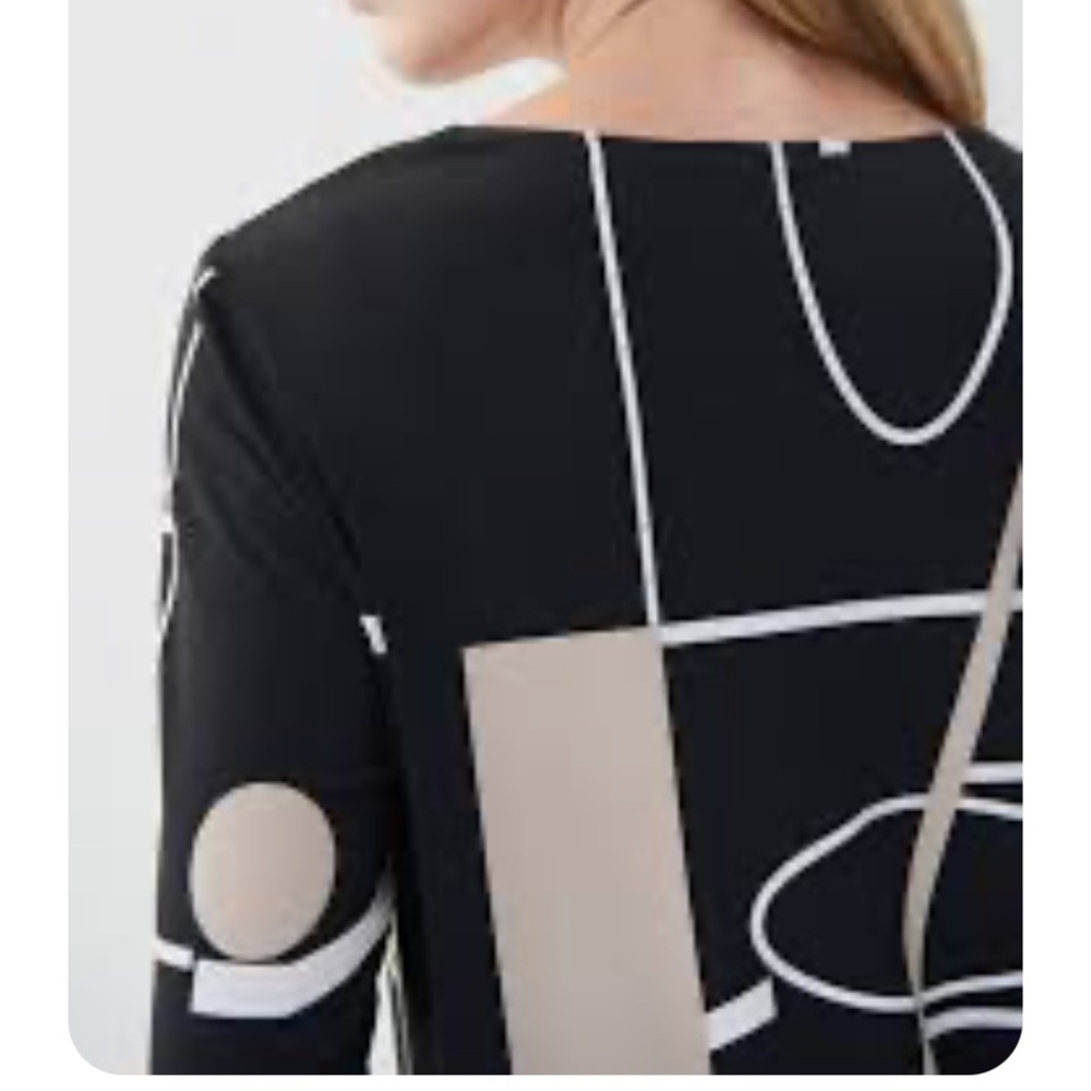 Joseph Ribkoff Black/Tan Geometric Blouse/Tunic V Neck 3/4 Sleeve Sz US14 - Picture 15 of 15